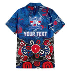 Personalized Western Bulldogs 100 Years Anniversary Family Matching Off Shoulder Short Dress and Hawaiian Shirt Aboriginal Dot Painting Graffiti Style