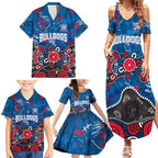 Personalized Western Bulldogs 100 Years Anniversary Family Matching Summer Maxi Dress and Hawaiian Shirt Aboriginal Dot Painting Graffiti Style