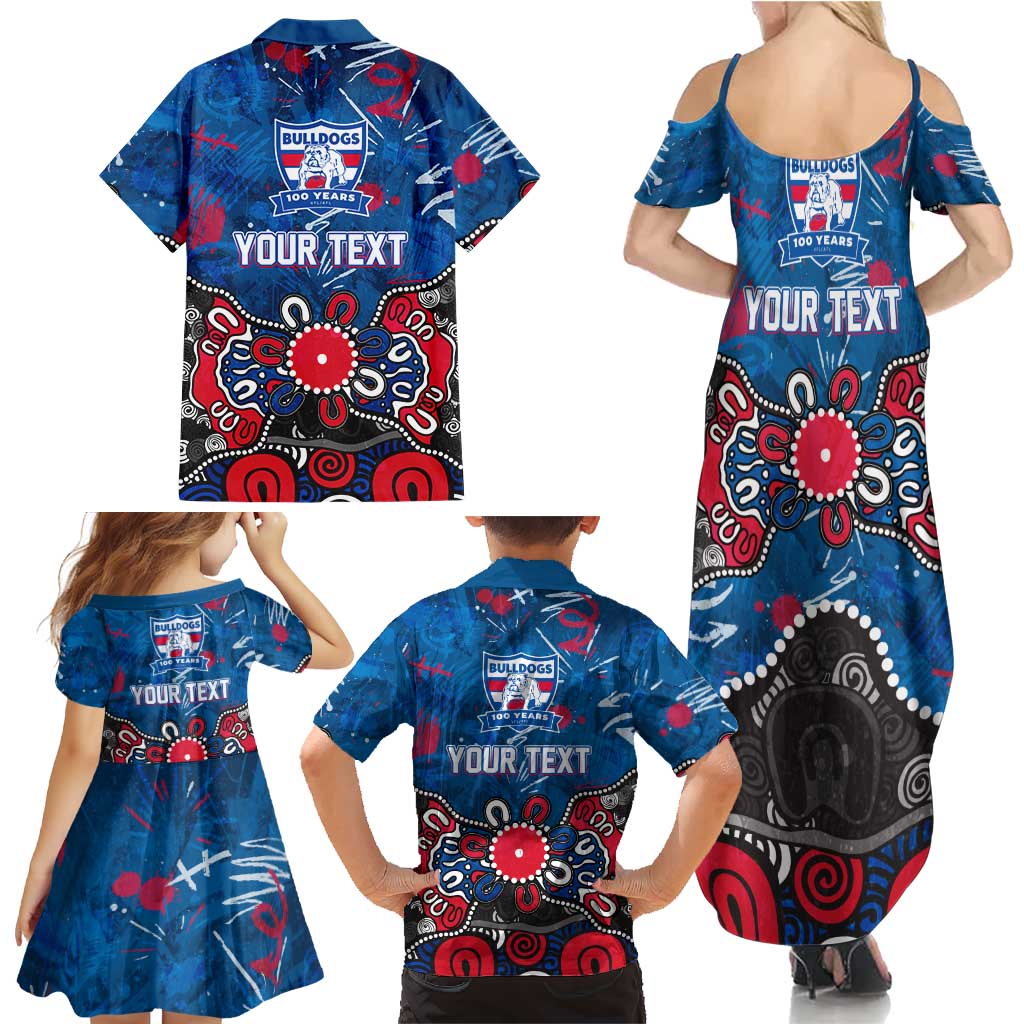 Personalized Western Bulldogs 100 Years Anniversary Family Matching Summer Maxi Dress and Hawaiian Shirt Aboriginal Dot Painting Graffiti Style
