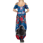 Personalized Western Bulldogs 100 Years Anniversary Family Matching Summer Maxi Dress and Hawaiian Shirt Aboriginal Dot Painting Graffiti Style