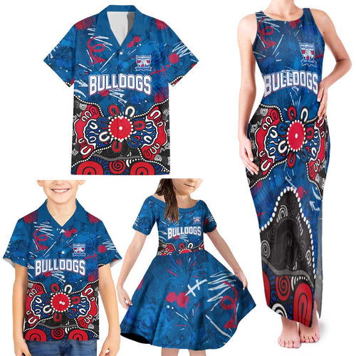 Personalized Western Bulldogs 100 Years Anniversary Family Matching Tank Maxi Dress and Hawaiian Shirt Aboriginal Dot Painting Graffiti Style