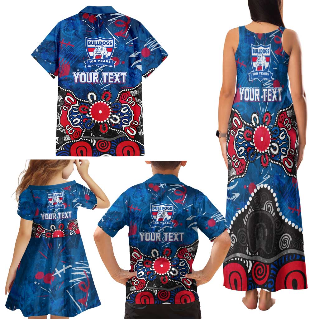 Personalized Western Bulldogs 100 Years Anniversary Family Matching Tank Maxi Dress and Hawaiian Shirt Aboriginal Dot Painting Graffiti Style