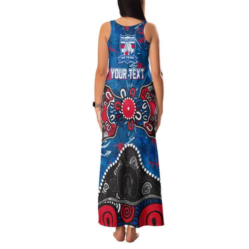 Personalized Western Bulldogs 100 Years Anniversary Family Matching Tank Maxi Dress and Hawaiian Shirt Aboriginal Dot Painting Graffiti Style