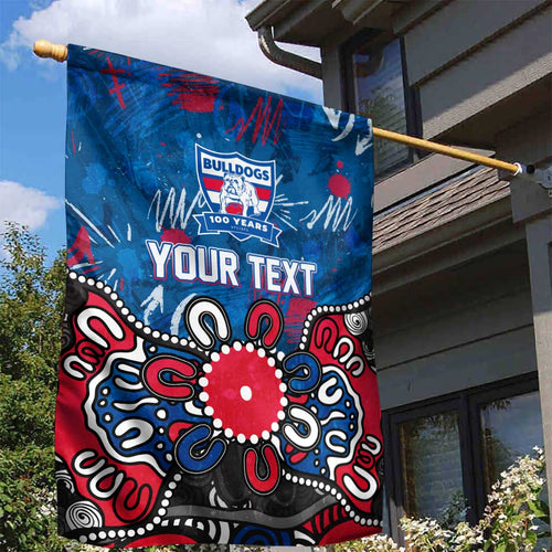 Personalized Western Bulldogs 100 Years Anniversary Garden Flag Aboriginal Dot Painting Graffiti Style