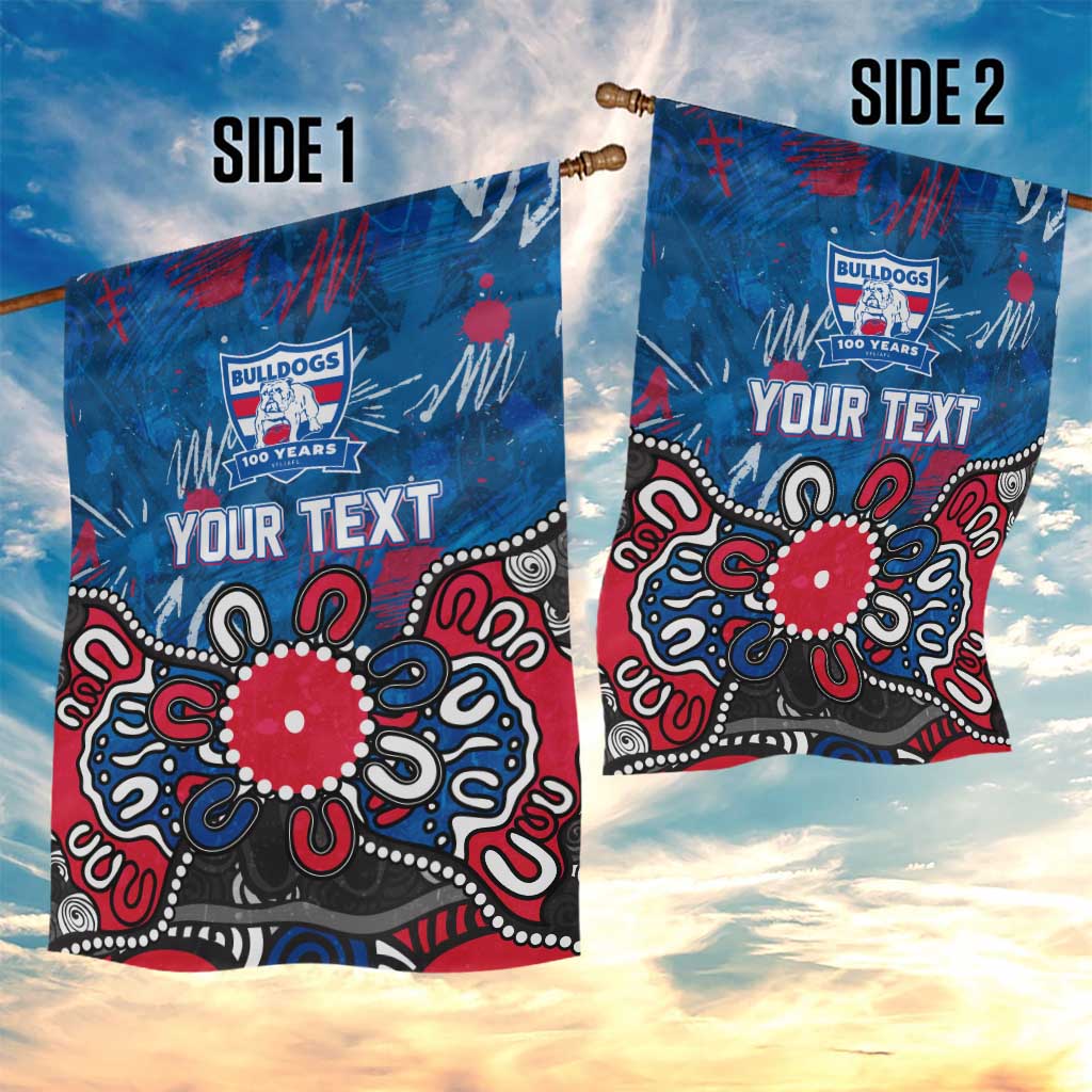 Personalized Western Bulldogs 100 Years Anniversary Garden Flag Aboriginal Dot Painting Graffiti Style