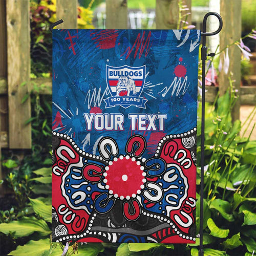 Personalized Western Bulldogs 100 Years Anniversary Garden Flag Aboriginal Dot Painting Graffiti Style