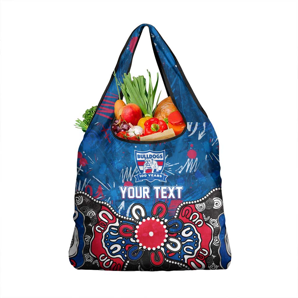 Personalized Western Bulldogs 100 Years Anniversary Grocery Bag Aboriginal Dot Painting Graffiti Style