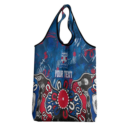 Personalized Western Bulldogs 100 Years Anniversary Grocery Bag Aboriginal Dot Painting Graffiti Style