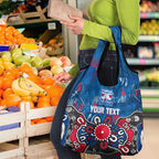 Personalized Western Bulldogs 100 Years Anniversary Grocery Bag Aboriginal Dot Painting Graffiti Style