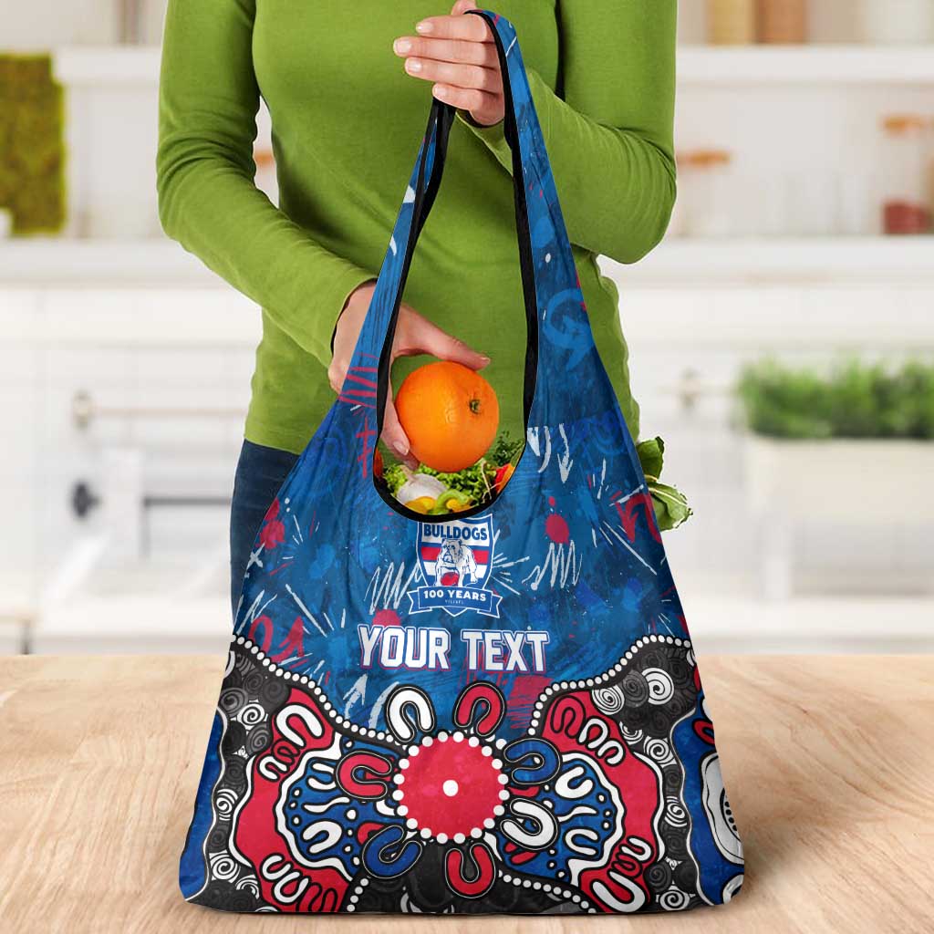 Personalized Western Bulldogs 100 Years Anniversary Grocery Bag Aboriginal Dot Painting Graffiti Style
