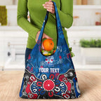 Personalized Western Bulldogs 100 Years Anniversary Grocery Bag Aboriginal Dot Painting Graffiti Style