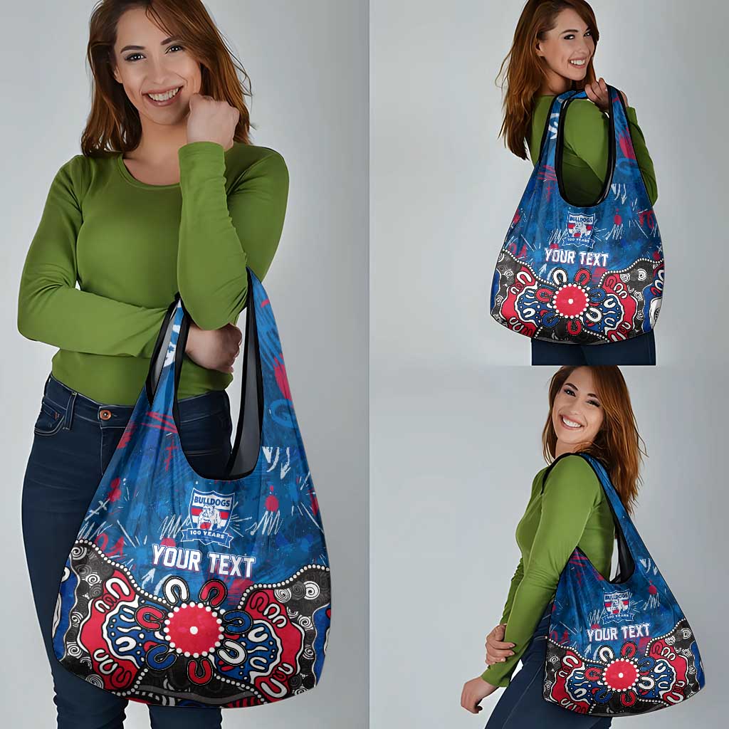 Personalized Western Bulldogs 100 Years Anniversary Grocery Bag Aboriginal Dot Painting Graffiti Style