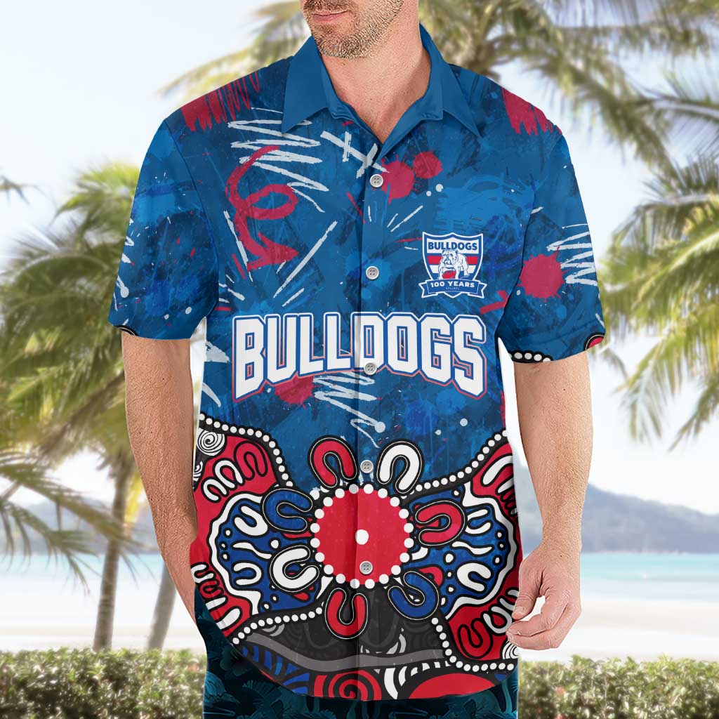 Personalized Western Bulldogs 100 Years Anniversary Hawaiian Shirt Aboriginal Dot Painting Graffiti Style