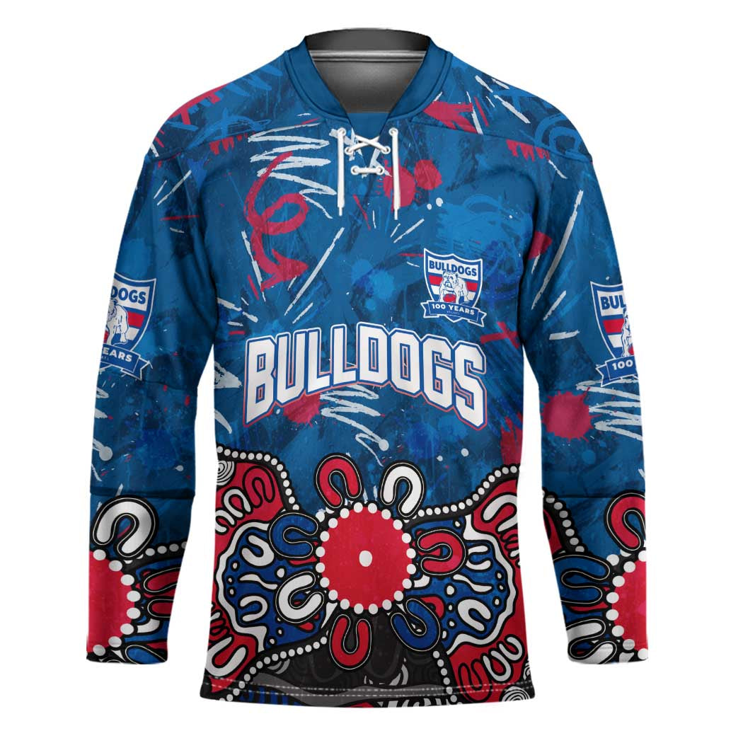 Personalized Western Bulldogs 100 Years Anniversary Hockey Jersey Aboriginal Dot Painting Graffiti Style