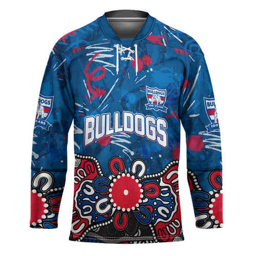 Personalized Western Bulldogs 100 Years Anniversary Hockey Jersey Aboriginal Dot Painting Graffiti Style