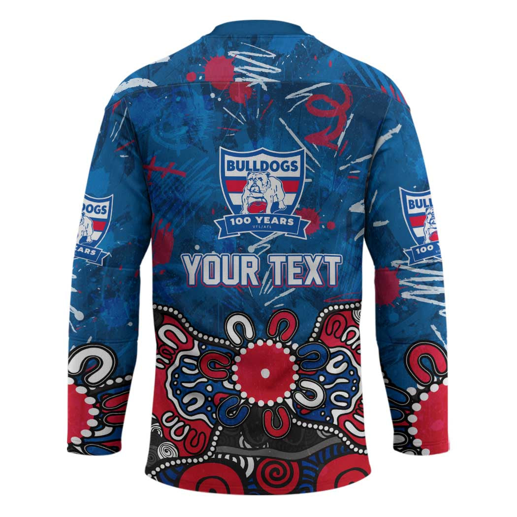 Personalized Western Bulldogs 100 Years Anniversary Hockey Jersey Aboriginal Dot Painting Graffiti Style