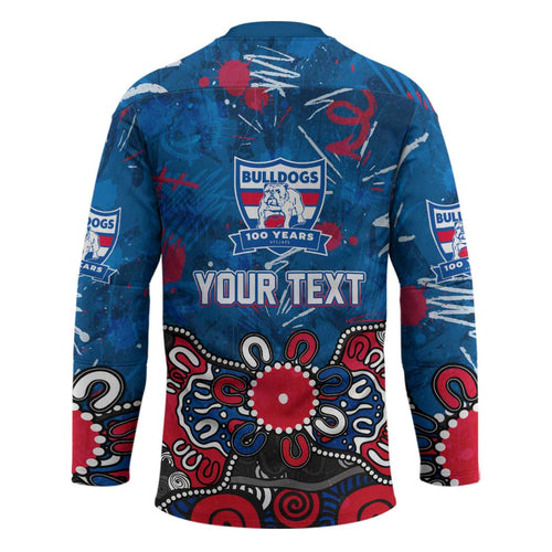 Personalized Western Bulldogs 100 Years Anniversary Hockey Jersey Aboriginal Dot Painting Graffiti Style