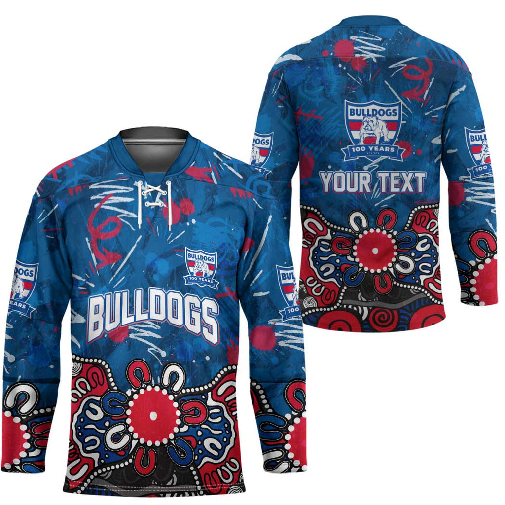 Personalized Western Bulldogs 100 Years Anniversary Hockey Jersey Aboriginal Dot Painting Graffiti Style