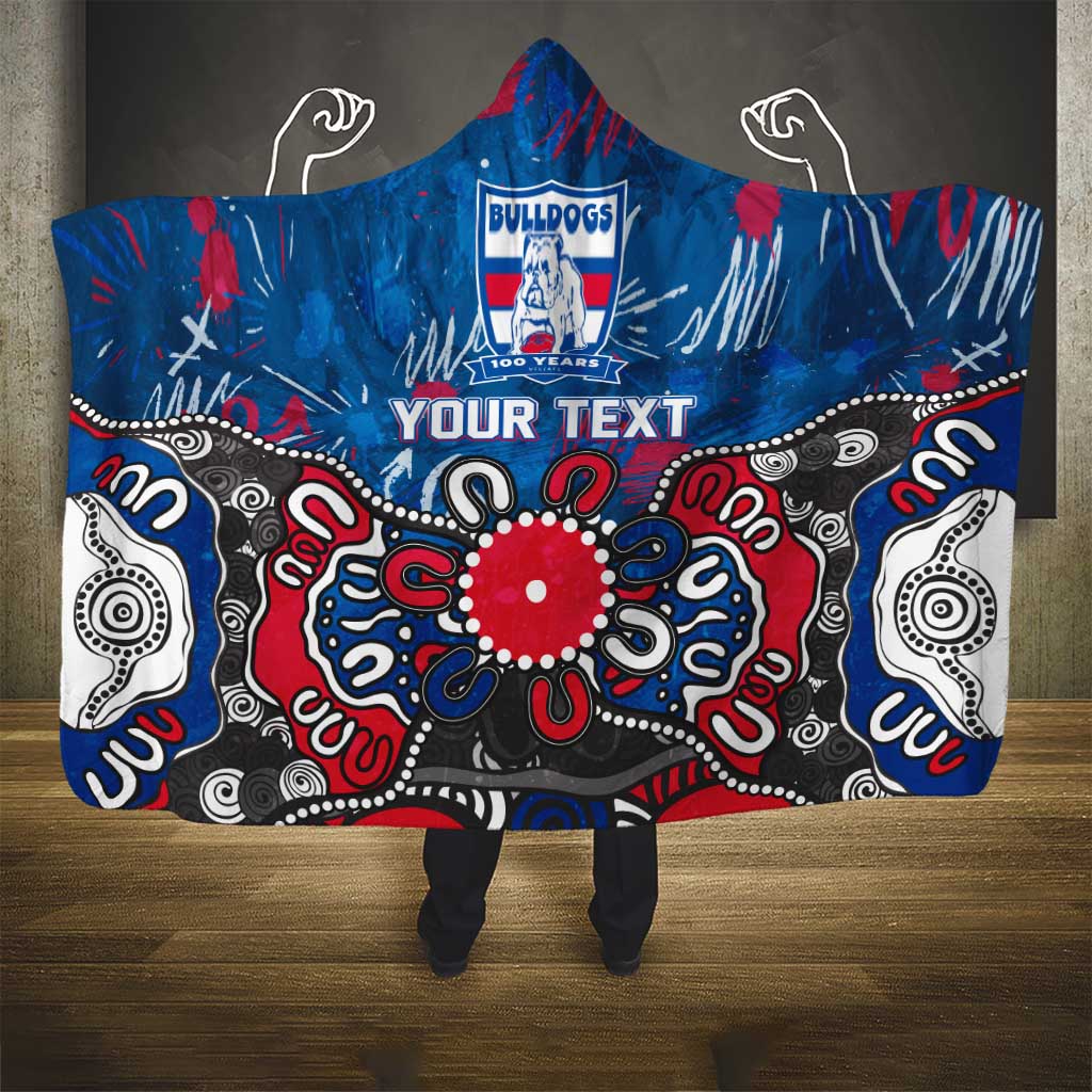 Personalized Western Bulldogs 100 Years Anniversary Hooded Blanket Aboriginal Dot Painting Graffiti Style