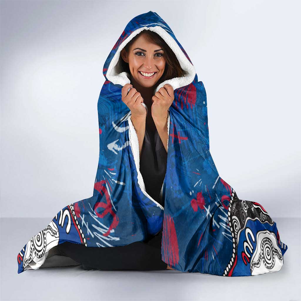 Personalized Western Bulldogs 100 Years Anniversary Hooded Blanket Aboriginal Dot Painting Graffiti Style