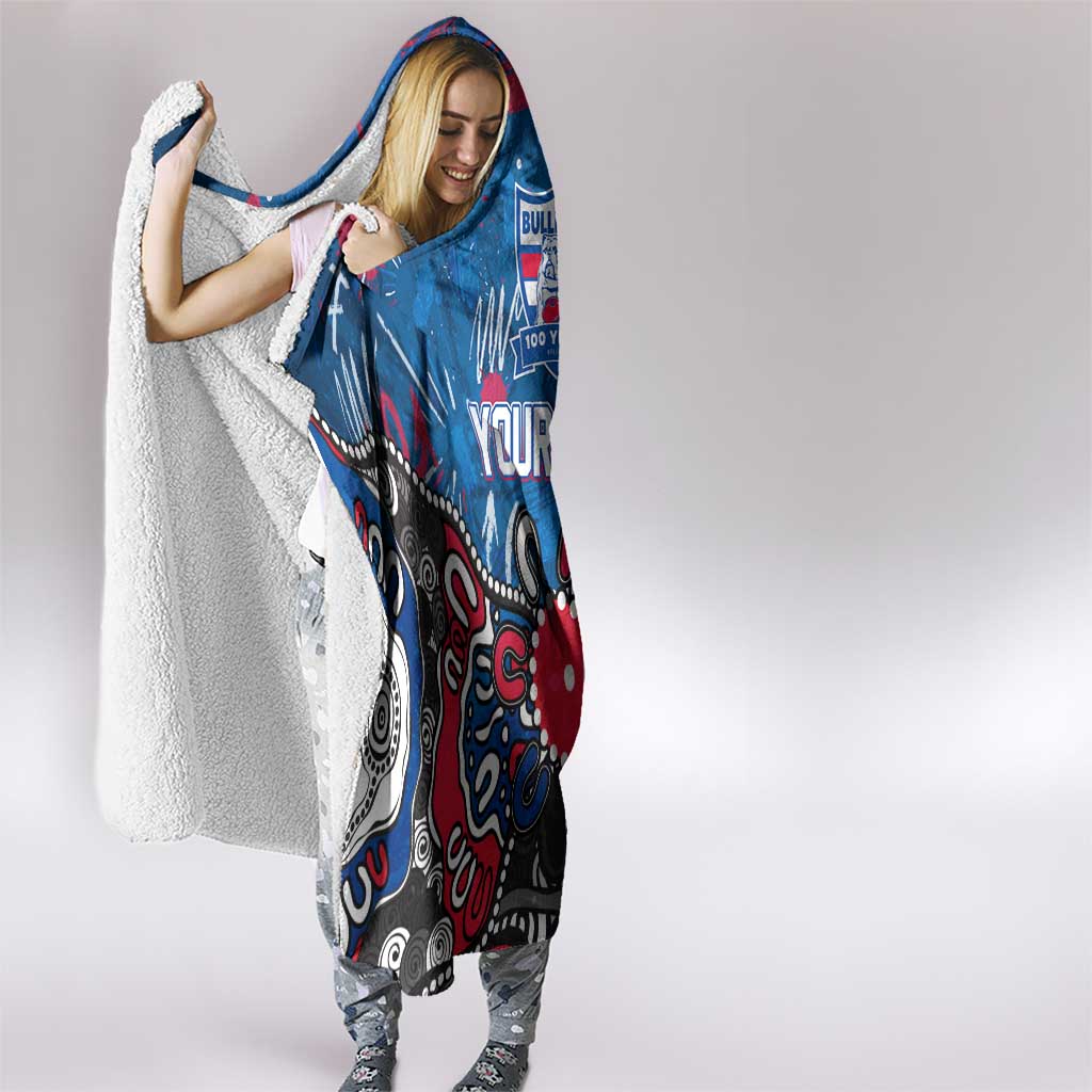 Personalized Western Bulldogs 100 Years Anniversary Hooded Blanket Aboriginal Dot Painting Graffiti Style