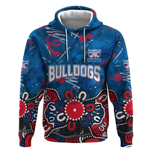 Personalized Western Bulldogs 100 Years Anniversary Hoodie Aboriginal Dot Painting Graffiti Style