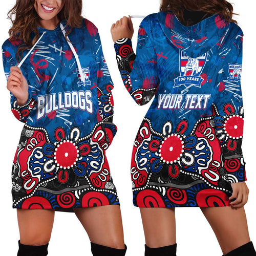Personalized Western Bulldogs 100 Years Anniversary Hoodie Dress Aboriginal Dot Painting Graffiti Style