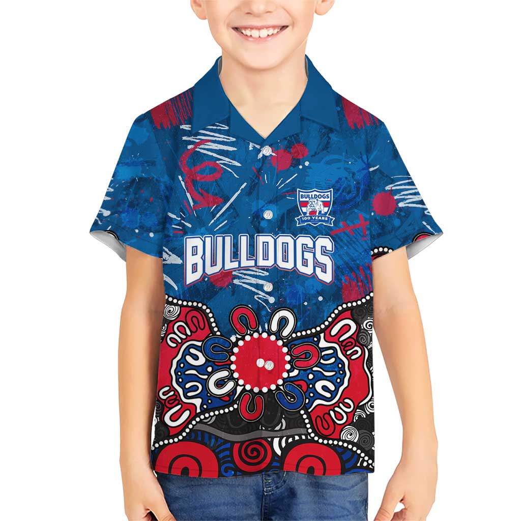 Personalized Western Bulldogs 100 Years Anniversary Kid Hawaiian Shirt Aboriginal Dot Painting Graffiti Style