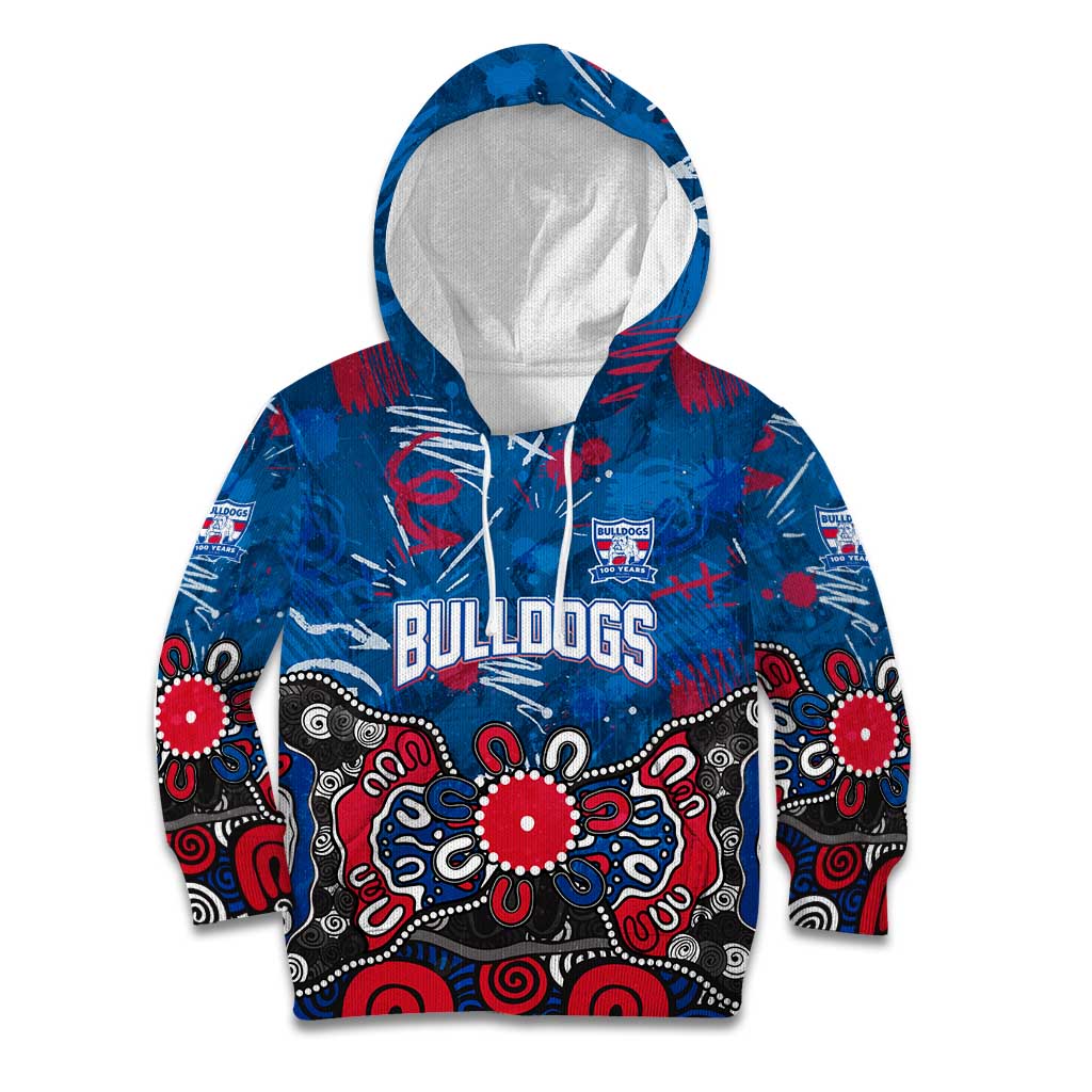 Personalized Western Bulldogs 100 Years Anniversary Kid Hoodie Aboriginal Dot Painting Graffiti Style