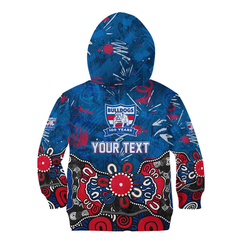 Personalized Western Bulldogs 100 Years Anniversary Kid Hoodie Aboriginal Dot Painting Graffiti Style