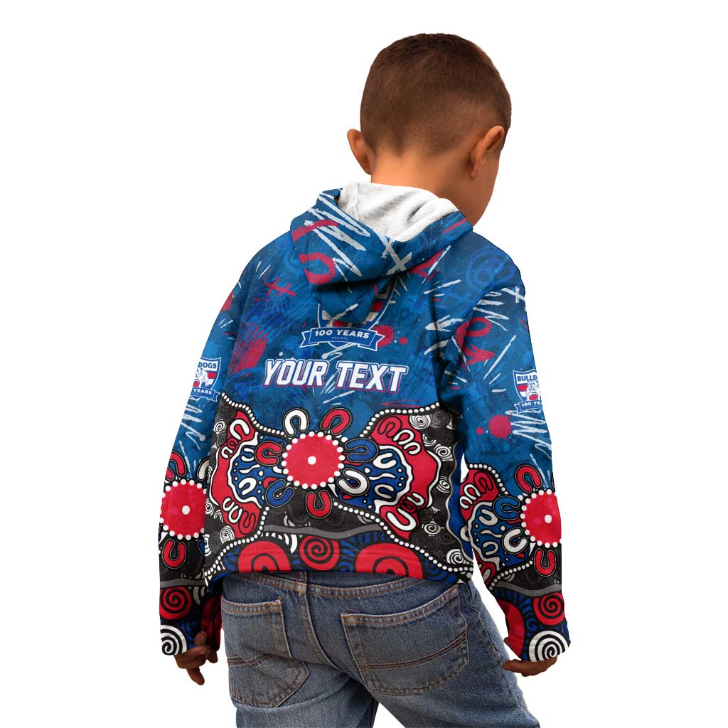 Personalized Western Bulldogs 100 Years Anniversary Kid Hoodie Aboriginal Dot Painting Graffiti Style