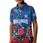 Personalized Western Bulldogs 100 Years Anniversary Kid Polo Shirt Aboriginal Dot Painting Graffiti Style