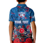 Personalized Western Bulldogs 100 Years Anniversary Kid Polo Shirt Aboriginal Dot Painting Graffiti Style