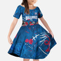 Personalized Western Bulldogs 100 Years Anniversary Kid Short Sleeve Dress Aboriginal Dot Painting Graffiti Style