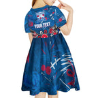 Personalized Western Bulldogs 100 Years Anniversary Kid Short Sleeve Dress Aboriginal Dot Painting Graffiti Style