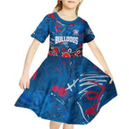 Personalized Western Bulldogs 100 Years Anniversary Kid Short Sleeve Dress Aboriginal Dot Painting Graffiti Style