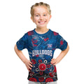 Personalized Western Bulldogs 100 Years Anniversary Kid T Shirt Aboriginal Dot Painting Graffiti Style