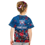 Personalized Western Bulldogs 100 Years Anniversary Kid T Shirt Aboriginal Dot Painting Graffiti Style
