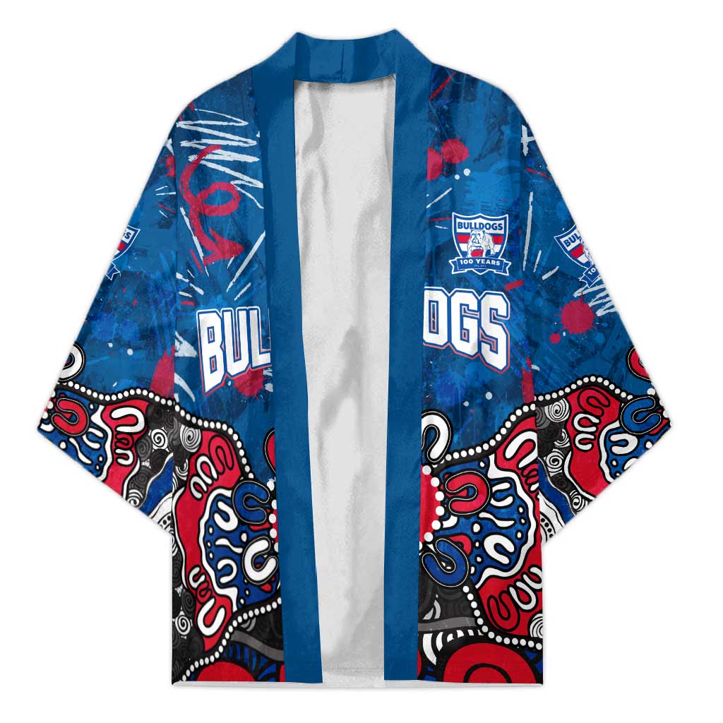 Personalized Western Bulldogs 100 Years Anniversary Kimono Aboriginal Dot Painting Graffiti Style