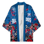 Personalized Western Bulldogs 100 Years Anniversary Kimono Aboriginal Dot Painting Graffiti Style