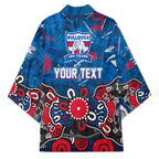 Personalized Western Bulldogs 100 Years Anniversary Kimono Aboriginal Dot Painting Graffiti Style