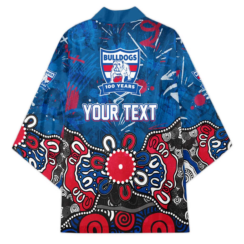Personalized Western Bulldogs 100 Years Anniversary Kimono Aboriginal Dot Painting Graffiti Style
