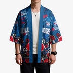 Personalized Western Bulldogs 100 Years Anniversary Kimono Aboriginal Dot Painting Graffiti Style