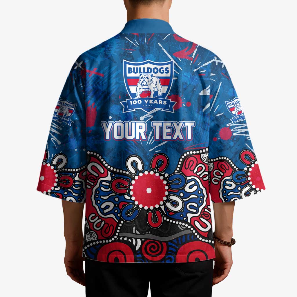 Personalized Western Bulldogs 100 Years Anniversary Kimono Aboriginal Dot Painting Graffiti Style