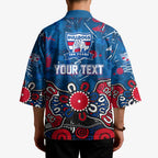 Personalized Western Bulldogs 100 Years Anniversary Kimono Aboriginal Dot Painting Graffiti Style