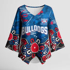 Personalized Western Bulldogs 100 Years Anniversary Kimono Sleeve Blouse Aboriginal Dot Painting Graffiti Style