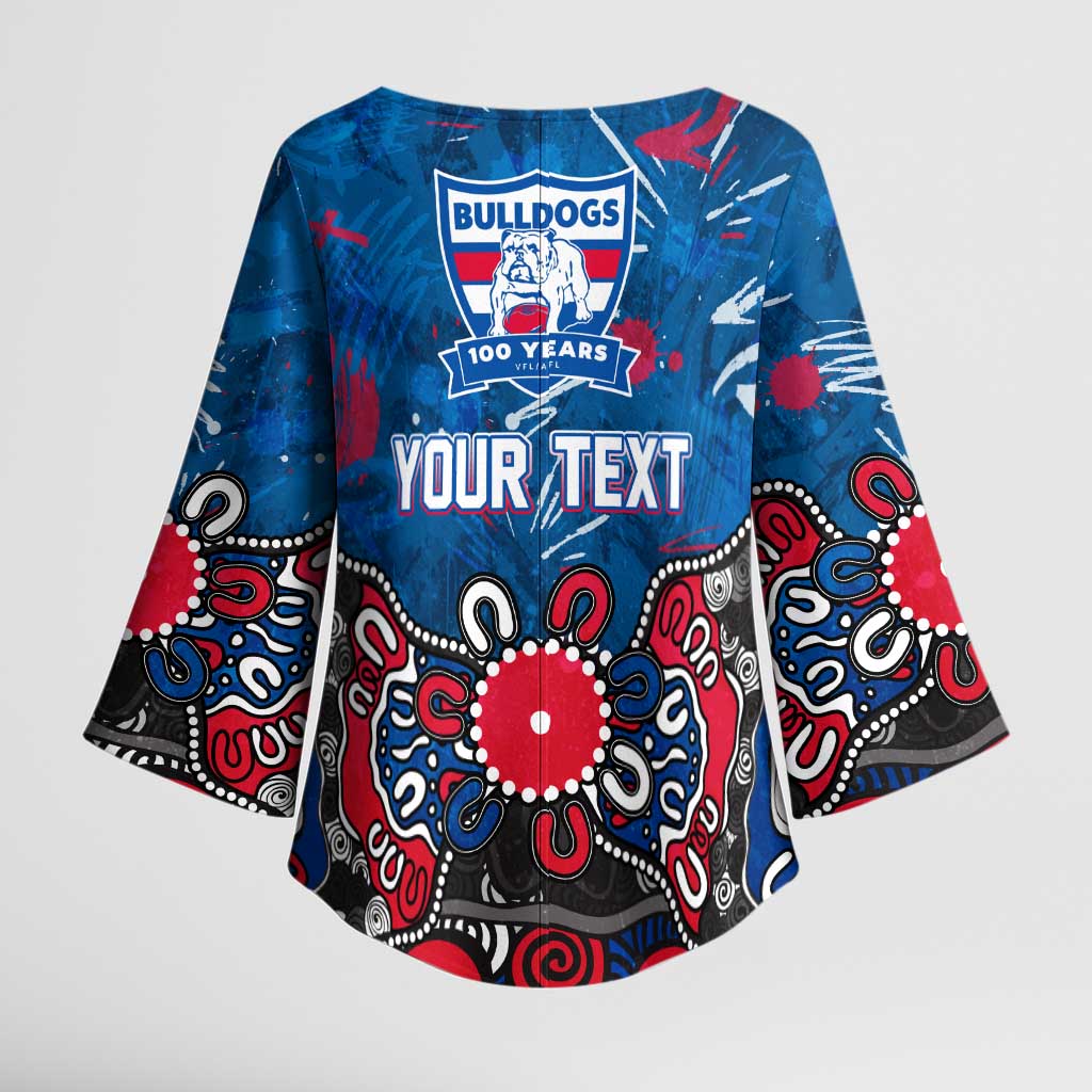 Personalized Western Bulldogs 100 Years Anniversary Kimono Sleeve Blouse Aboriginal Dot Painting Graffiti Style