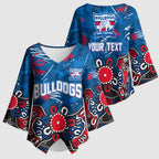 Personalized Western Bulldogs 100 Years Anniversary Kimono Sleeve Blouse Aboriginal Dot Painting Graffiti Style