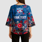 Personalized Western Bulldogs 100 Years Anniversary Kimono Sleeve Blouse Aboriginal Dot Painting Graffiti Style