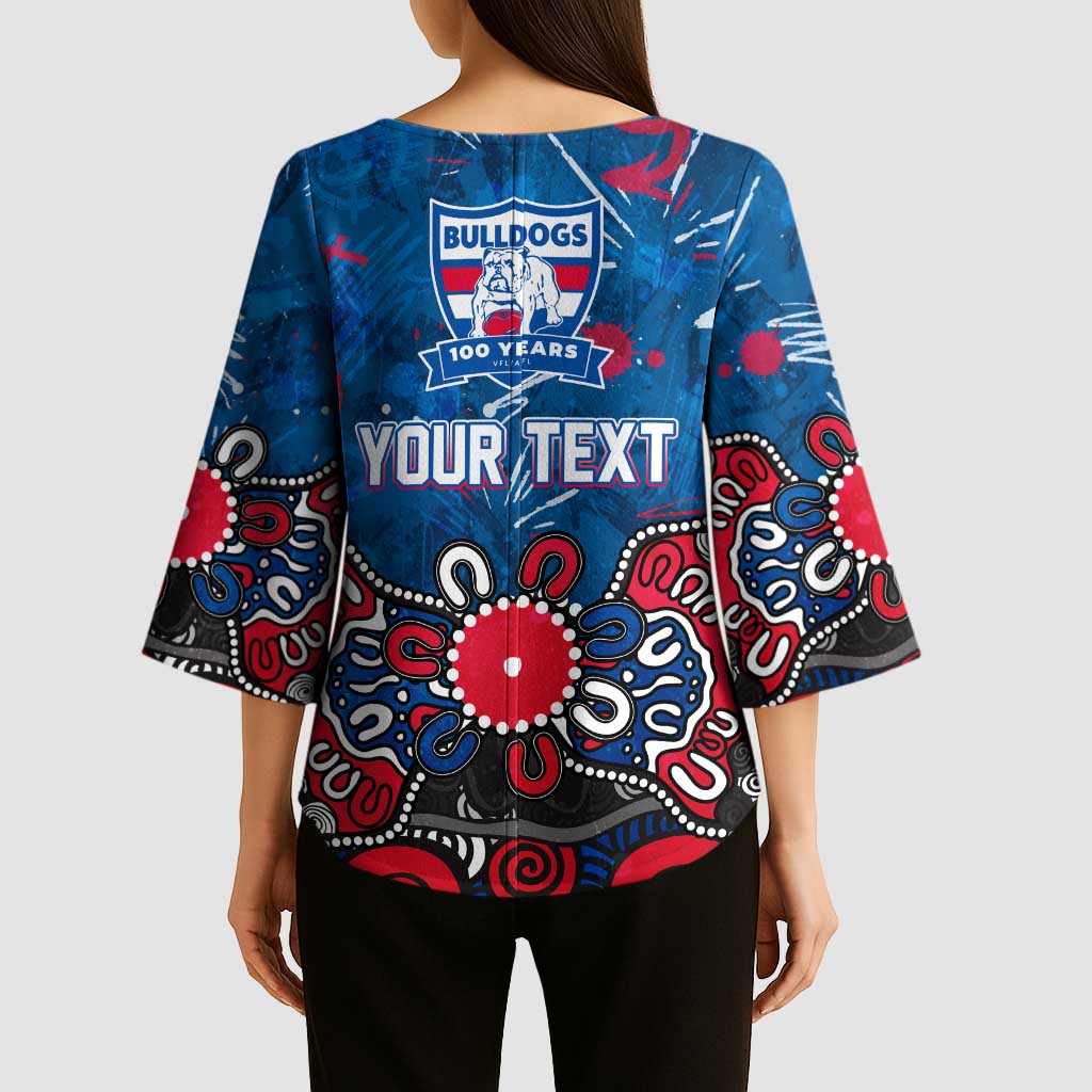 Personalized Western Bulldogs 100 Years Anniversary Kimono Sleeve Blouse Aboriginal Dot Painting Graffiti Style